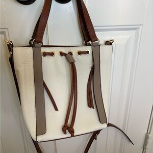 Elegant White and Brown Women's Bag